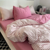 elvesmall Duvet Cover Set with Bed Linens Japanese Stripes Single/Queen/King Size Comforter Bedding Set for Double Bed Cover Quilt