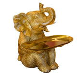 elvesmall New Elephant Statue Decor Feng Shui Statue Resin Elephant Living Room Decoration Figurine Ornament Tray Gift for Interior