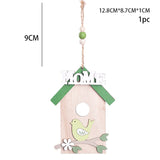 elvesmall 1pc Easter Wooden Hanging Ornament Bird House Pendant for Spring Easter Home Door Decorations Kids Party DIY Crafts Supplies