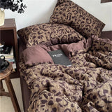 elvesmall Simple Plaid Style Duvet Cover with Pillowcases Flat Sheet Skin-friendly Quilt Cover Twin Bed Linens Adults Boys Bedding Sets