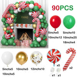 elvesmall Christmas Balloon Garland Arch Kit Red Green Gold Balloons Christmas Party Gift Box Candy Cane Foil Ballon Xmas Party Decoration