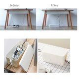 elvesmall Cable Storage Box Power Strip Case Wooden Power Line Wire Management Organizer Anti-Dust Charger Socket Network Line Storage Bin
