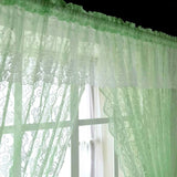 elvesmall Green Double Layer Lace Sheer Curtain for Living Room Partition Drape Window Porch Sliding Door Study Blinds