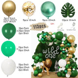 elvesmall Jungle Safari Green Balloon Garland Arch Kit Kids Birthday Party Supplies Deer Pattern Gold Latex Ballons Baby Shower Decoration