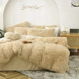 elvesmall  Winter super warm bedding set solid color plush bed sheet duvet cover camel velvet duvet double pillowcase 4-piece Dropshipping