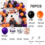 elvesmall 156Pcs Halloween Balloons Garland Kit Pumpkin Foil Ballon Double Stuffed Balloons Arch Kit 3D Scary Bat Decor Globos Decorations