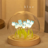 elvesmall Artificial Tulip Flower Night Light Handmade DIY Bedside Lamp LED Night Lamp Bedroom Decor Christmas Birthday Gifts Table Lamp