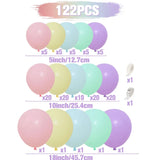 elvesmall 122pcs Macaron Multi-Color Rainbow Balloon Garland Arch Kit Ballon Decoration Wedding Birthday Decor Kid Baby Shower Favor Party