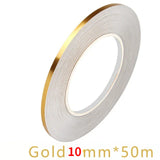 elvesmall 50M Brushed Gold Silver Floor Edging Waterproof Seam Wall Stickers Wall Gap Ceiling Home Decoration Self-adhesive Tile Tape