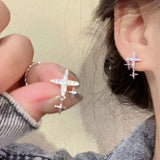 elvesmall Fashion Exquisite Shining Zircon Stars Drop Earrings Girls Simple Design Ear Studs Women New Korean Trendy Jewelry Gifts