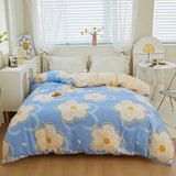 elvesmall Yellow Floral 100% Cotton Duvet Cover Rose Pattern Comforter Covers Elegant Flowers Botanical Bedding All Season for Women Girls