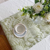elvesmall Spring Pastoral Style Table Runner with Waterproof Green Plant and Flower Print for Home Decoration Coffee Table Decor Mariage