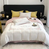 elvesmall Flower Embroidery 100 Cotton Bedding Set 220x240 High Quality King Size Duvet Cover Set 240x220 Twill Pure Cotton Bedding Sets