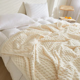 elvesmall  Solid Color Grid Blanket Towel Blanket Coral Velvet Sofa Cover Blanket Air Conditioning Nap Blanket Plush Throw Bedspread
