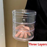 elvesmall Transparent Rotating Dustproof Jewelry Box Multilayer Bracelet Earring Hairpin Jewelry Display Rack Storage Box Organizer Case