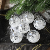 elvesmall 6pcs Transparent White Snow Ball Christmas Balls Pendant Xmas Tree Decoration Clear Baubles Hanging Ornament Home decor New Year