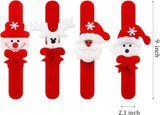 elvesmall 10 Pieces Christmas Slap Bracelets Christmas Snap Bracelet Party Favors Xmas Slap Bands Include Santa Claus Snowman Reindeer Bea