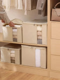 elvesmall  Closet Comforters Zipper Storage Box Wardrobe Clothes Organizers with Lid Fabric Cube Home Wardrobe Folding