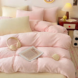 elvesmall 2024 New Milk Fleece Single Bedding Set Thickened Solid Color Warm 220x240 Double Use Quilt Cover Large Size Bedding for Winter