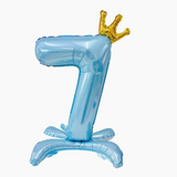 elvesmall  32 Inch Crystal Gradient Number Stand Foil Balloons with Crown Figures Globos 0-9 Birthday Party Decorations Wedding Baby Shower