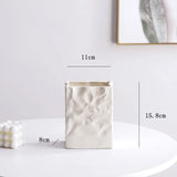 elvesmall  Simple cream style imitation paper bag pleated ceramic vase Hydroponic vase Home decoration room decoration ins simple