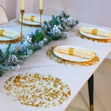 elvesmall 20pcs Gold Round Foil Table Mat Table Place Mats Tea Dining Tableware Mats Pads Wedding Birthday Home Party Table Decoration