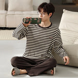 elvesmall  Fashion Design Pajamas Suit Men Spring Autumn Cotton Long Sleeve Male Sleepwear Set Winter Outdoor Nightcloth Breathable Warm