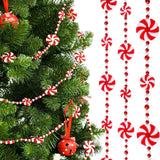 elvesmall  2.4 Meter Christmas Tree Acrylic Red Green Candy Beaded Decoration Chain Pendants Christmas Tree Hanging Xmas Party Favors