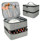 elvesmall Storage Double-Layer Nail Tools Nail Polish Carrying Case Nail Organizers and and Dryer Case Holds 30 Various Size Bottles