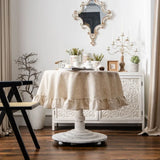 elvesmall Vintage Ruffled Tablecloth Stain Resistant Wrinkle Washable Tablecloth Table Buffet Party and Camping Decorative Tablecloth