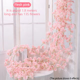 elvesmall  180Cm Artificial Flowers Sakura Vine Wedding Supplies Outdoor Garden Rose Arch Home Decor Wall Hanging Fake Flower Decoration
