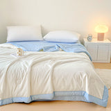 elvesmall  Double-sided Air Conditioner Comforter Solid Summer Quilt Blanket bed cover seersucker quilt single double bedding
