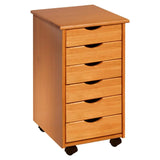 elvesmall Original Roll Cart, Solid Wood, 6 Drawer Roll Cart, Med Pine Storage Drawers Boxes Filing Cabinets