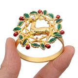 elvesmall  Christmas Napkin Rings Gold Zinc Alloy Bling Napkin Buckle for Christmas Wedding Table Party Decoration New Year Napkin Holder