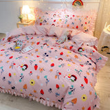 elvesmall Floral Style Bedsheet Set Ruffles Duvet Cover Sets with Pillowcase постельное белье Skin-friendly Bedding Home Bed Linen Sets