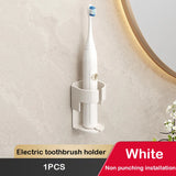 elvesmall Electric Toothbrush Holder Space Saving Traceless Bathroom Self-adhesive Wall-mounted Toothbrush Storage Base