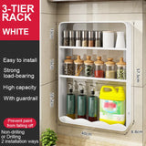 elvesmall  Kitchen Organizer Rack Wall Mounted Storage Container Rack Seasoning Bottle Holder Spice Jars Utensils Household Layered Shelves
