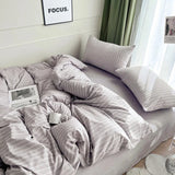 elvesmall Ins Light Luxury Retro Style Small Fresh Thick Strip Four-piece Bedding Student Dormitory Three-piece Set
