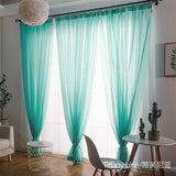 elvesmall Free Customization Sheer Tulle Curtains Shading Heat Insulation Pure Color Rod Pocket for Bedroom Living Room Voile Window