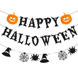 elvesmall Happy Halloween Banner Pumpkin bat pattern Bunting Garland Home Decor for Fireplace Halloween Theme Party Decorations Supplies