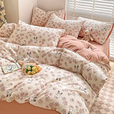 elvesmall Ins Jacquard Girls Comfort Bedding Set Soft  Cotton Bed Sheet  Quilt Cover Pillowcase Bed Linens comforter sets 이불세트 이불커버세트