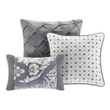 elvesmall  Adela 6PC Cotton Sateen Printed Duvet Cover Bedding Set Comfortable Luxurious Soft   All Season Comforter C