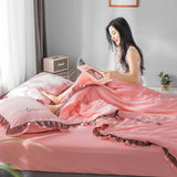 elvesmall  Cool Blanket For Summer  Air Conditioning Quilt   New Lace Edge Summer Quilt  Soft Silk Smooth Machine Washable