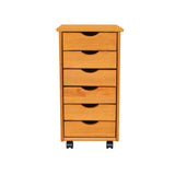 elvesmall Original Roll Cart, Solid Wood, 6 Drawer Roll Cart, Med Pine Storage Drawers Boxes Filing Cabinets