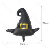 elvesmall 1/2/5Pcs Witch Hat Foil Balloons Aluminum Helium Large Halloween Black Witch Hat Balloons for Birthday Halloween Decoration 2024