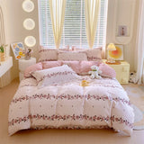 elvesmall Elegant Floral Duvet Cover Set Vintage Farmhouse Queen Size Bedding 100% Cotton Ultra Soft Comforter Cover with Hidden Zipper
