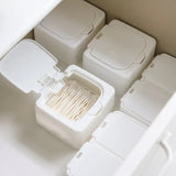elvesmall Plastic Storage Box with Lip Cover Household Desk Drawer Sundries Organizer Cotton Swabs Cotton Pad Container Mini Jewelry Box