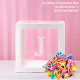 elvesmall Transparent Balloon Letter Box Baby Shower Decoration Birthday Wedding Custom Name Balloon Box 1st Birthday Party Decorations