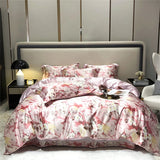elvesmall Mulberry Silk 4 Pieces Comforter Bedding Set, 1PC Duvet Cover, 1PC Bed Sheet, 2PCS Pillowcases, Luxury Home Textiles Bedclothes