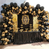 elvesmall 128Pcs Black Gold Balloon Garland Arch Kit Gold Dot Print Latex Happy 30th 40th 50th Adults Birthday Party Balloon Decorations